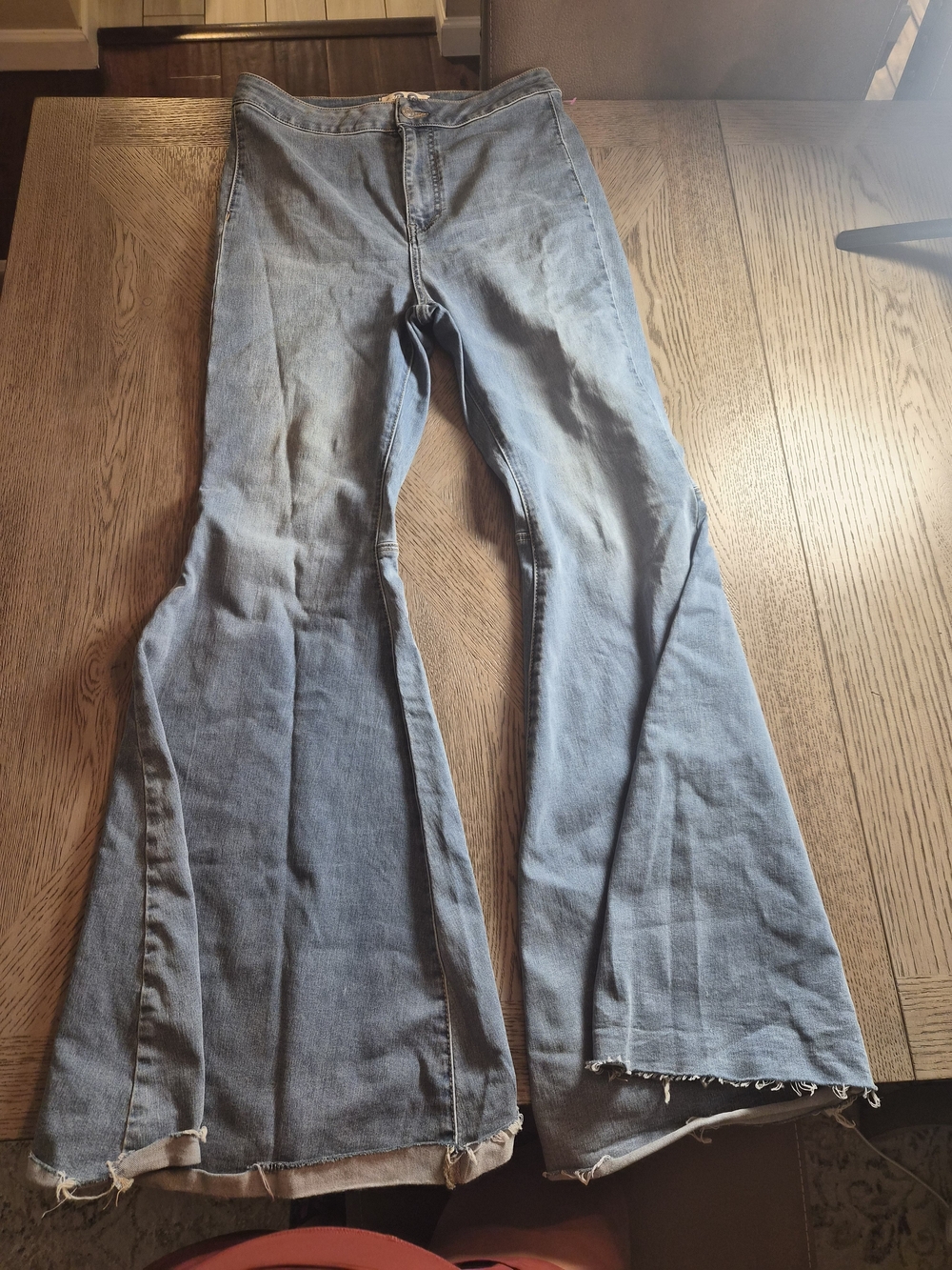 We The Free Light Blue Flare Jeans with Raw Hem